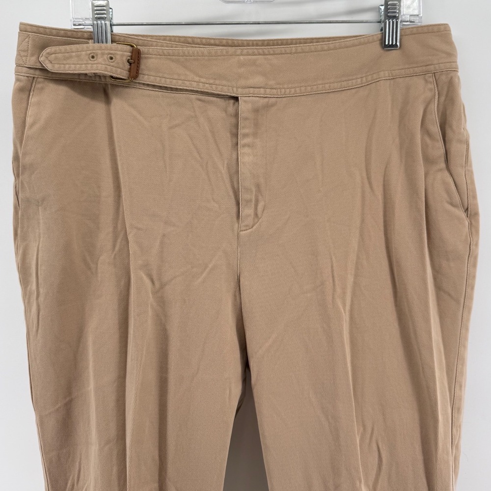 Lauren Ralph Lauren Womens Tan Side Buckle Cotton Stretch Trousers Pants Size 14